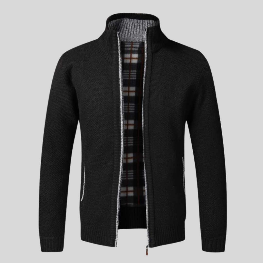 Torben | Strikket vest med ternet mønster indeni