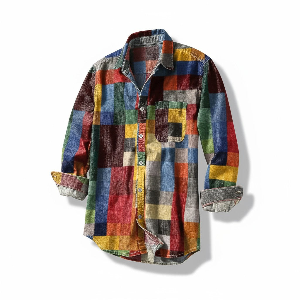 Sønder | Vintage Skjorte med Regnbuemønste