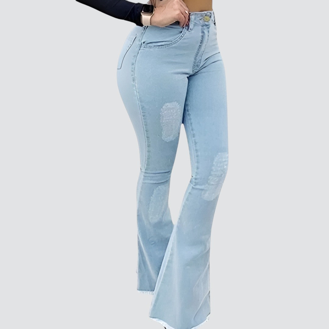 Yvonne | Stilfulde Slidte Flared Jeans