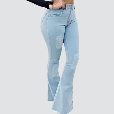 Yvonne | Stilfulde Slidte Flared Jeans