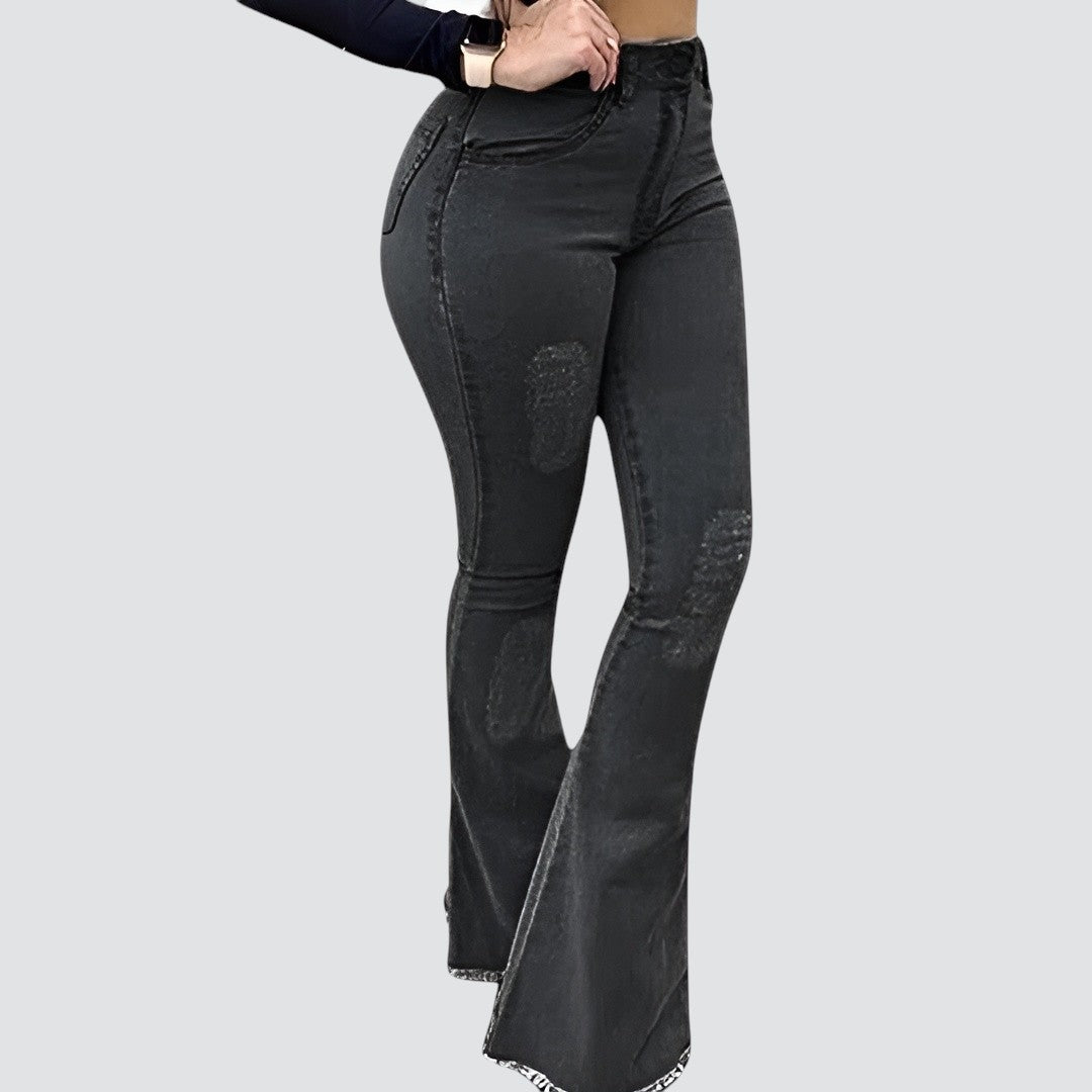 Yvonne | Stilfulde Slidte Flared Jeans