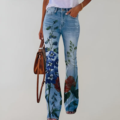 Novalie | Stilfulde Blomsterbroderede Flare Jeans