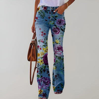 Novalie | Stilfulde Blomsterbroderede Flare Jeans