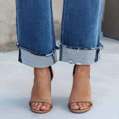 Hanna | Højtaljede cropped jeans med brede ben