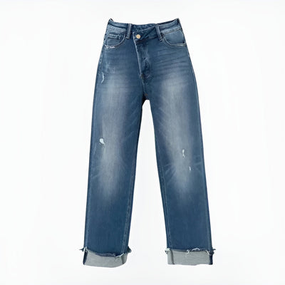 Hanna | Højtaljede cropped jeans med brede ben
